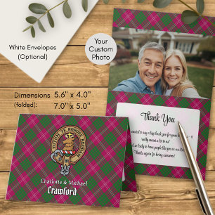 Clan Crawford Crest over Tartan Invitation