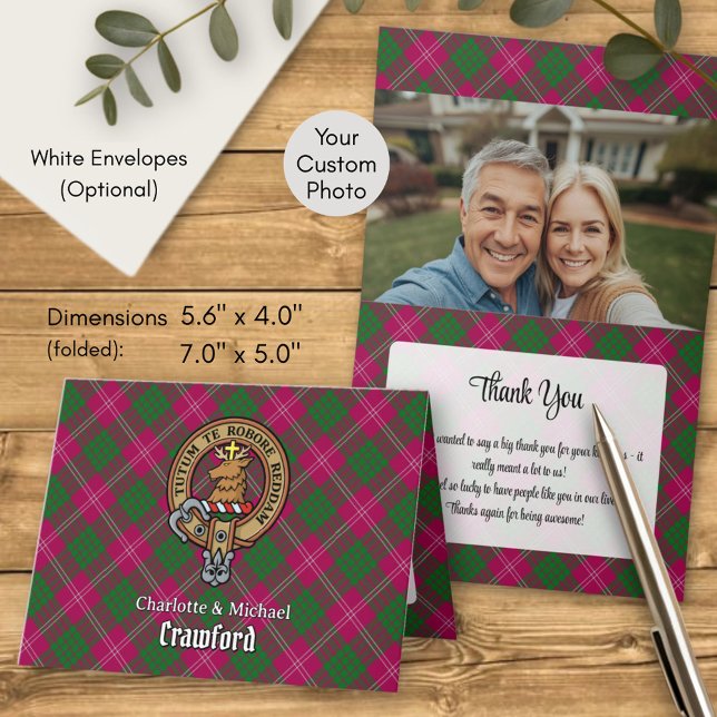 Clan Crawford Crest over Tartan Invitation (Creator Uploaded)
