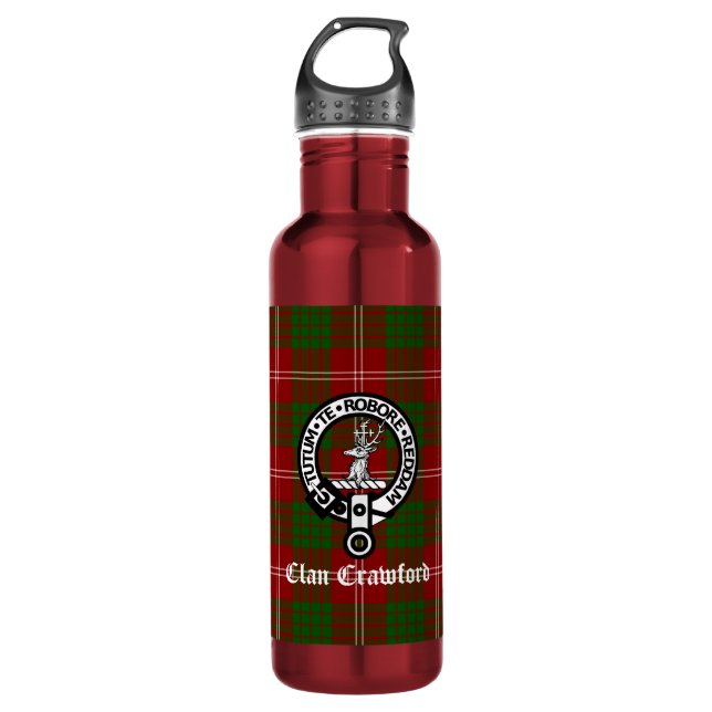 Clan Crawford Crest Tartan  710 Ml Water Bottle (Front)