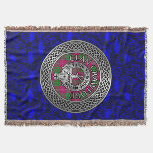 Clan Crawford Crest & Tartan Knot Throw Blanket