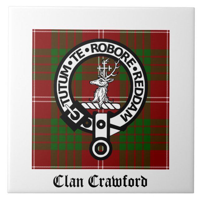 Clan Crawford Crest Tartan Tile (Front)