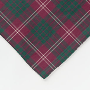 Clan Crawford Dark Red and Green Tartan Fleece Blanket
