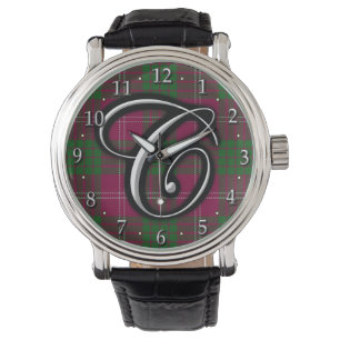 Clan Crawford Letter C Monogram Tartan Watch