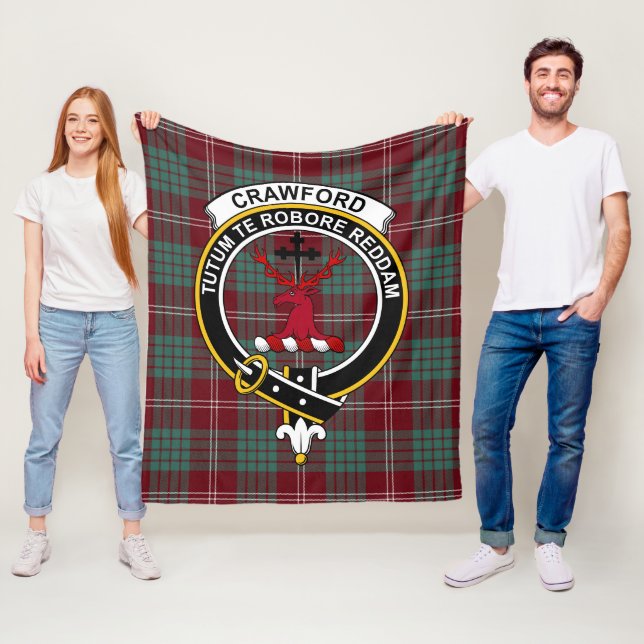 Clan Crawford Modern Tartan Plaid Fleece Blanket (In Situ)