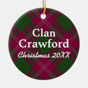 Clan Crawford Scottish Tartan Ceramic Tree Decoration