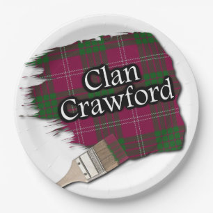 Clan Crawford Scottish Tartan Paint Brush Paper Plate