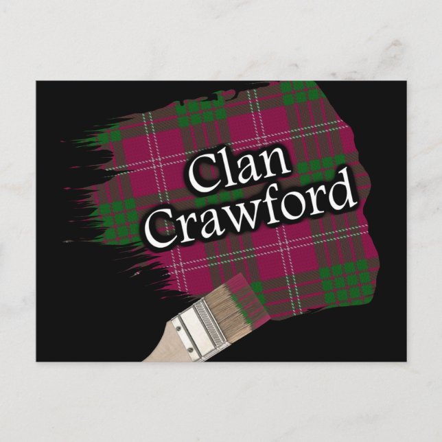 Clan Crawford Scottish Tartan Paint Brush Postcard (Front)