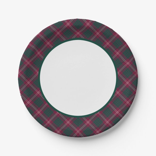 Clan Crawford Tartan Border Paper Plate (Front)