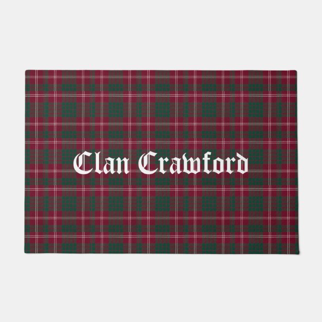 Clan Crawford Tartan Plaid Doormat (Front)