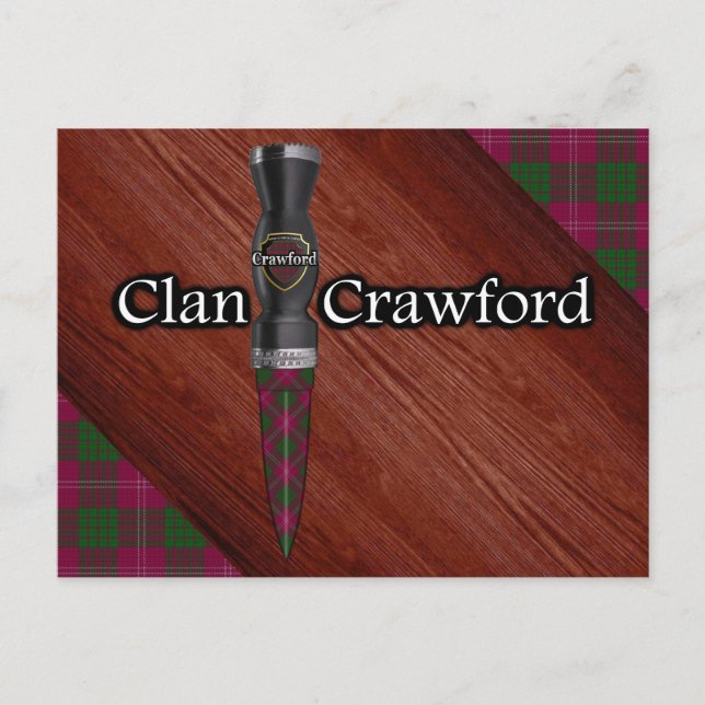 Clan Crawford Tartan Sgian Dubh Blade Postcard (Front)
