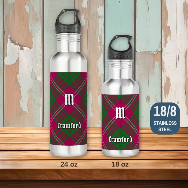 Clan Crawford Tartan Stainless Steel Water Bottle (Creator Uploaded)
