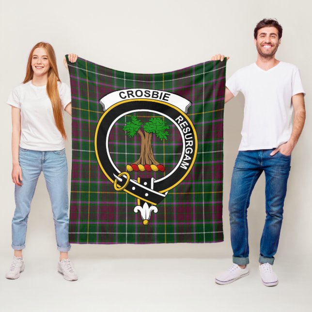 Clan Crosbie Tartan Plaid Fleece Blanket (In Situ)