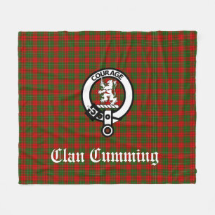 Clan Cumming Crest Badge and Tartan Fleece Blanket