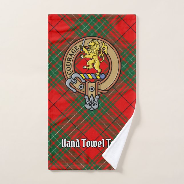 Clan Cumming Crest over Tartan Bath Towel Set (Hand Towel)