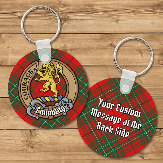Clan Cumming Crest over Tartan Key Ring (Creator Uploaded)