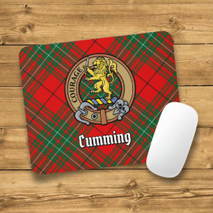 Clan Cumming Crest over Tartan Mouse Mat