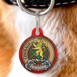 Clan Cumming Crest over Tartan Pet Tag