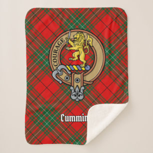 Clan Cumming Crest over Tartan Sherpa Blanket
