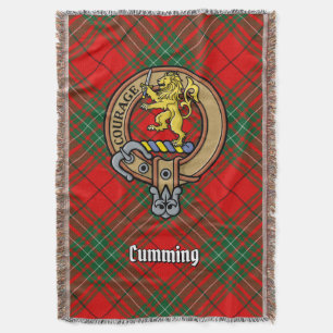 Clan Cumming Crest over Tartan Throw Blanket