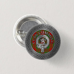 Clan Cumming Crest & Tartan Knot Button