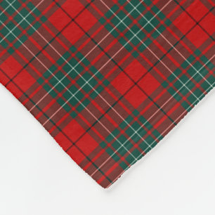 Clan Cummings Tartan Dark Green and Red Plaid Fleece Blanket