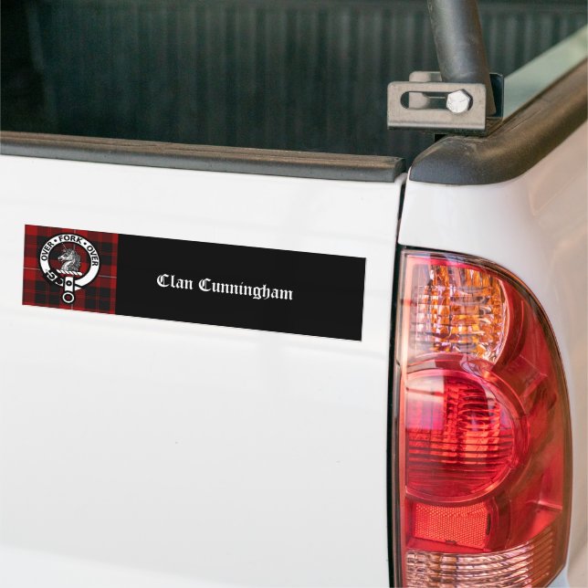 Clan Cunningham Badge & Tartan Bumper Sticker (On Truck)