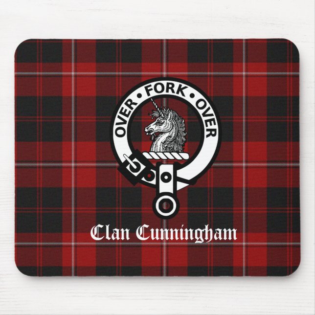 Clan Cunningham Badge & Tartan Mouse Mat (Front)