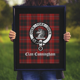 Clan Cunningham Badge & Tartan   Poster