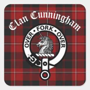 Clan Cunningham Badge & Tartan  Square Sticker