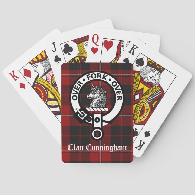 Clan Cunningham Crest Badge and Tartan Playing Cards (Back)