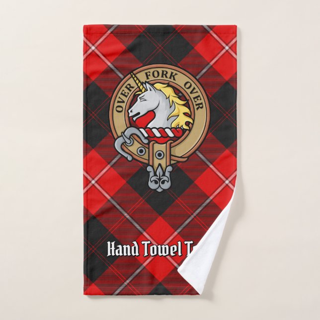 Clan Cunningham Crest over Tartan Bath Towel Set (Hand Towel)