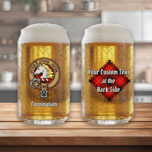 Clan Cunningham Crest over Tartan Can Glass