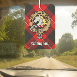 Clan Cunningham Crest over Tartan Car Air Freshener