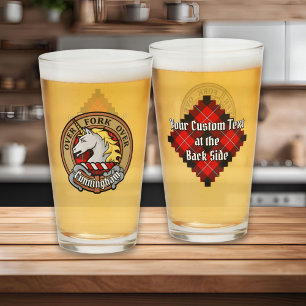 Clan Cunningham Crest over Tartan Glass
