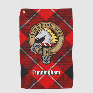 Clan Cunningham Crest over Tartan Golf Towel