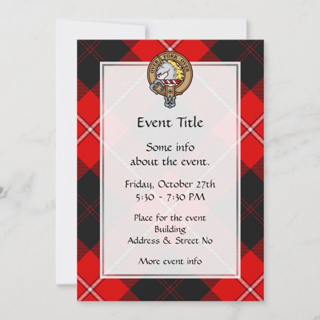 Clan Cunningham Crest over Tartan Invitation (Front)