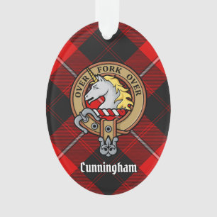 Clan Cunningham Crest over Tartan Ornament