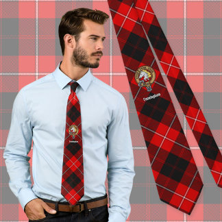 Clan Cunningham Crest over Tartan Tie