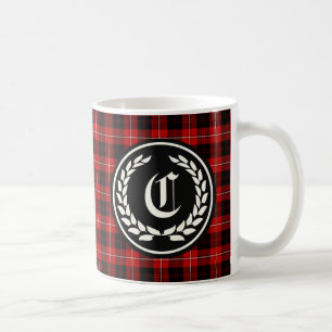 Clan Cunningham Red and Black Tartan Monogram Coffee Mug