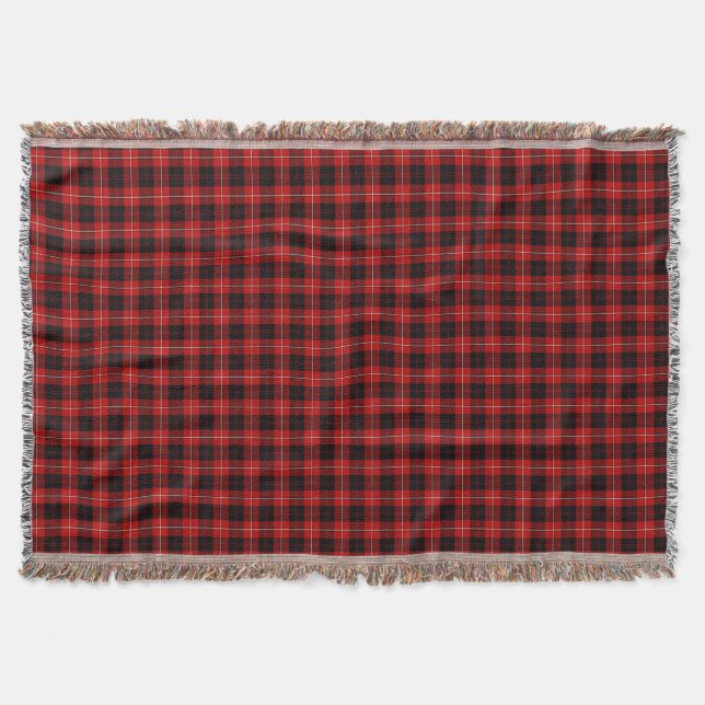 Clan Cunningham Red and Black Tartan Throw Blanket (Front)