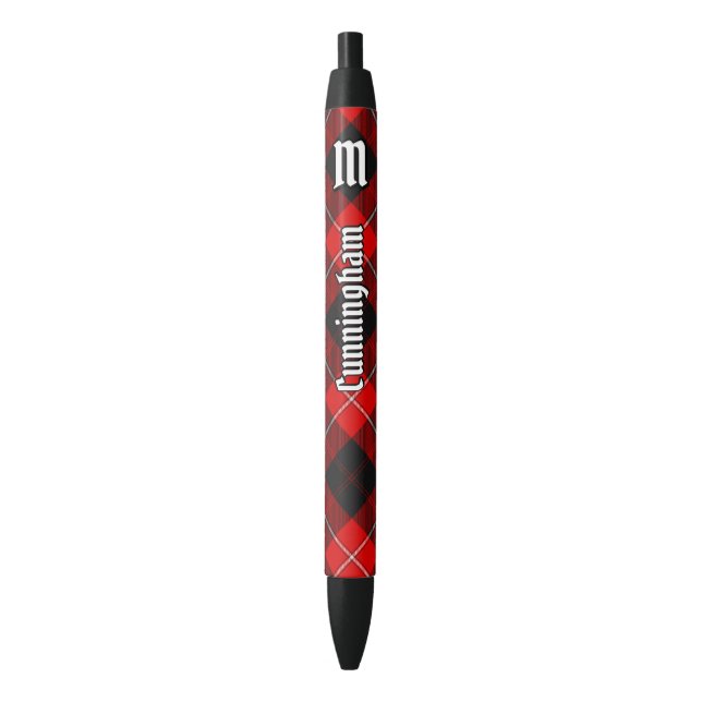 Clan Cunningham Tartan Black Ink Pen (Front Vertical)