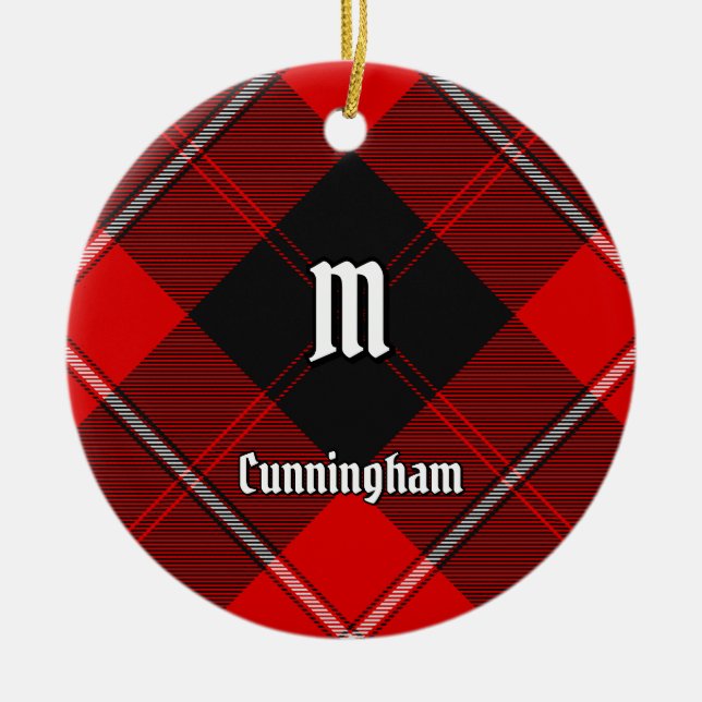 Clan Cunningham Tartan Ceramic Tree Decoration (Front)