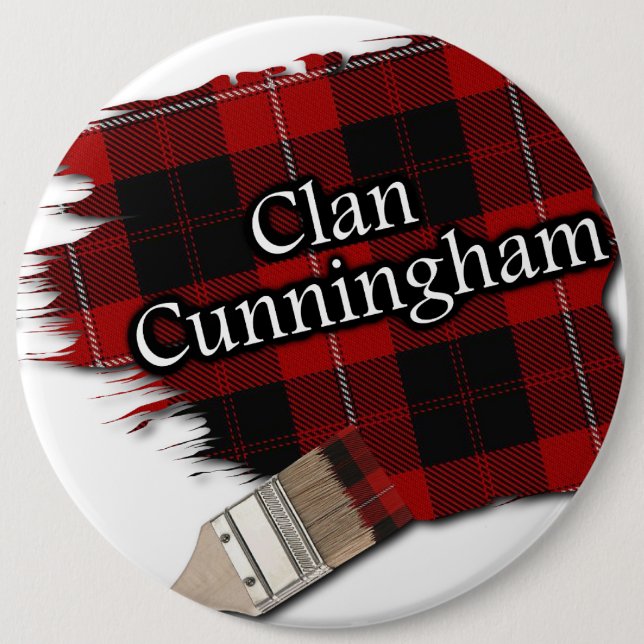Clan Cunningham Tartan Paint Brush 6 Cm Round Badge (Front)
