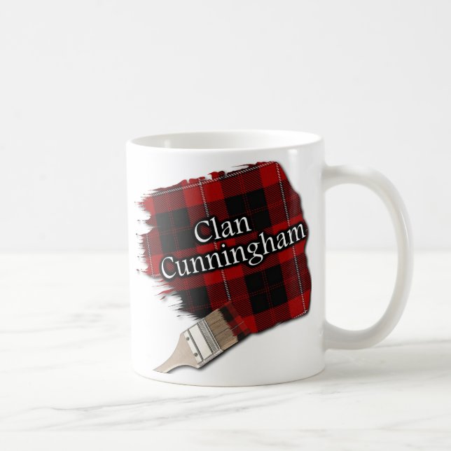 Clan Cunningham Tartan Paint Brush Cup Mug (Right)