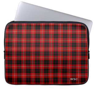 Clan Cunningham Tartan Red Plaid Monogram Laptop Sleeve