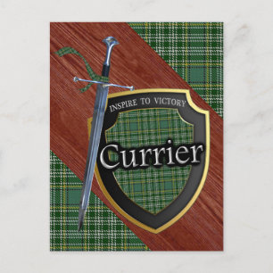Clan Currie Currier Tartan Sword & Shield Postcard