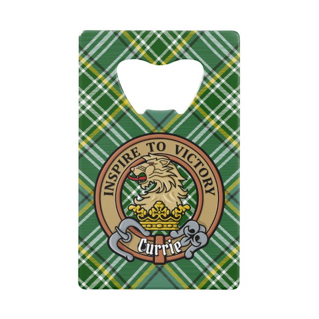 Clan Currie Lion Crest over Tartan (Front)