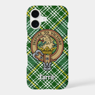 Clan Currie Lion Crest over Tartan