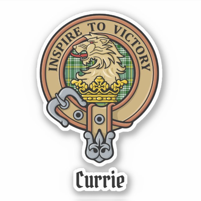 Clan Currie Lion Crest over Tartan (Front)