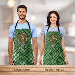 Clan Currie Lion Crest over Tartan Apron<br><div class="desc">Clan Currie lion crest badge surrounded by a strap and buckle over tartan background. Custom text.</div>